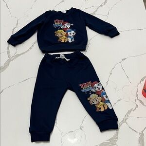 Navy Blue Kids Character Sweatshirt and Pants Set